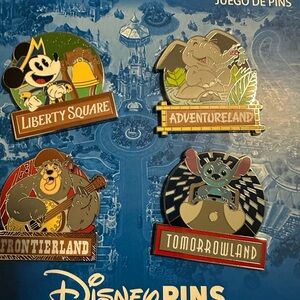 Disney Adventureland and Friends Pin Set - Blue, Gray, Brown